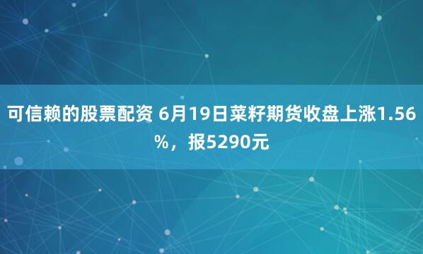 可信赖的股票配资 6月19日菜籽期货收盘上涨1.56%，报5290元