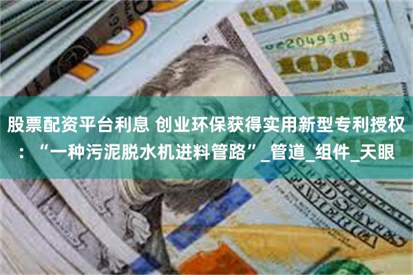 股票配资平台利息 创业环保获得实用新型专利授权：“一种污泥脱水机进料管路”_管道_组件_天眼