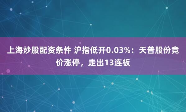 上海炒股配资条件 沪指低开0.03%:天普股份竞价涨停,走出13连板